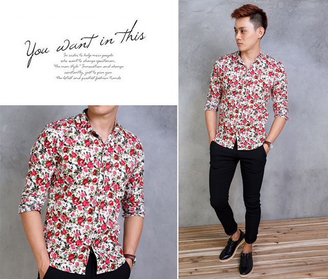 Quần tây với áo sơ mi họa tiết 4