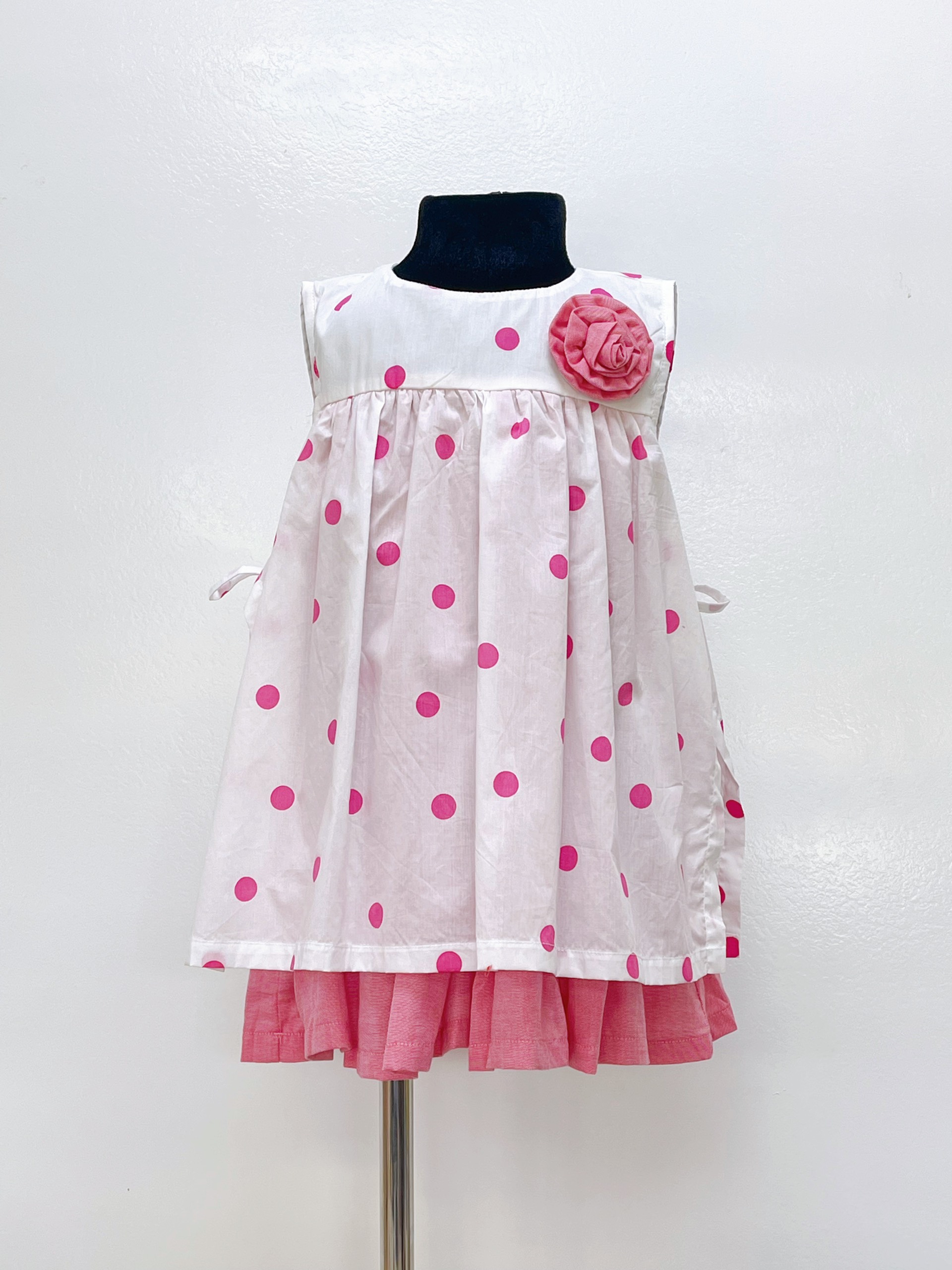 Mua Váy bé gái - Váy chấm bi hồng cổ ren siêu xinh cho bé 1-7 Tuổi - Yeep