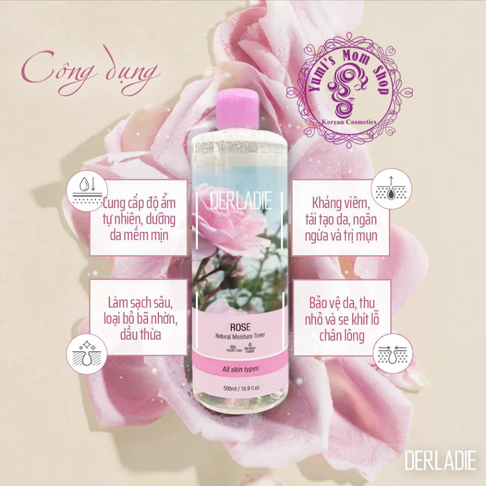 Nước hoa hồng DERLADIE ROSE NATURAL MOISTURE TONER Yumi's Mom Shop