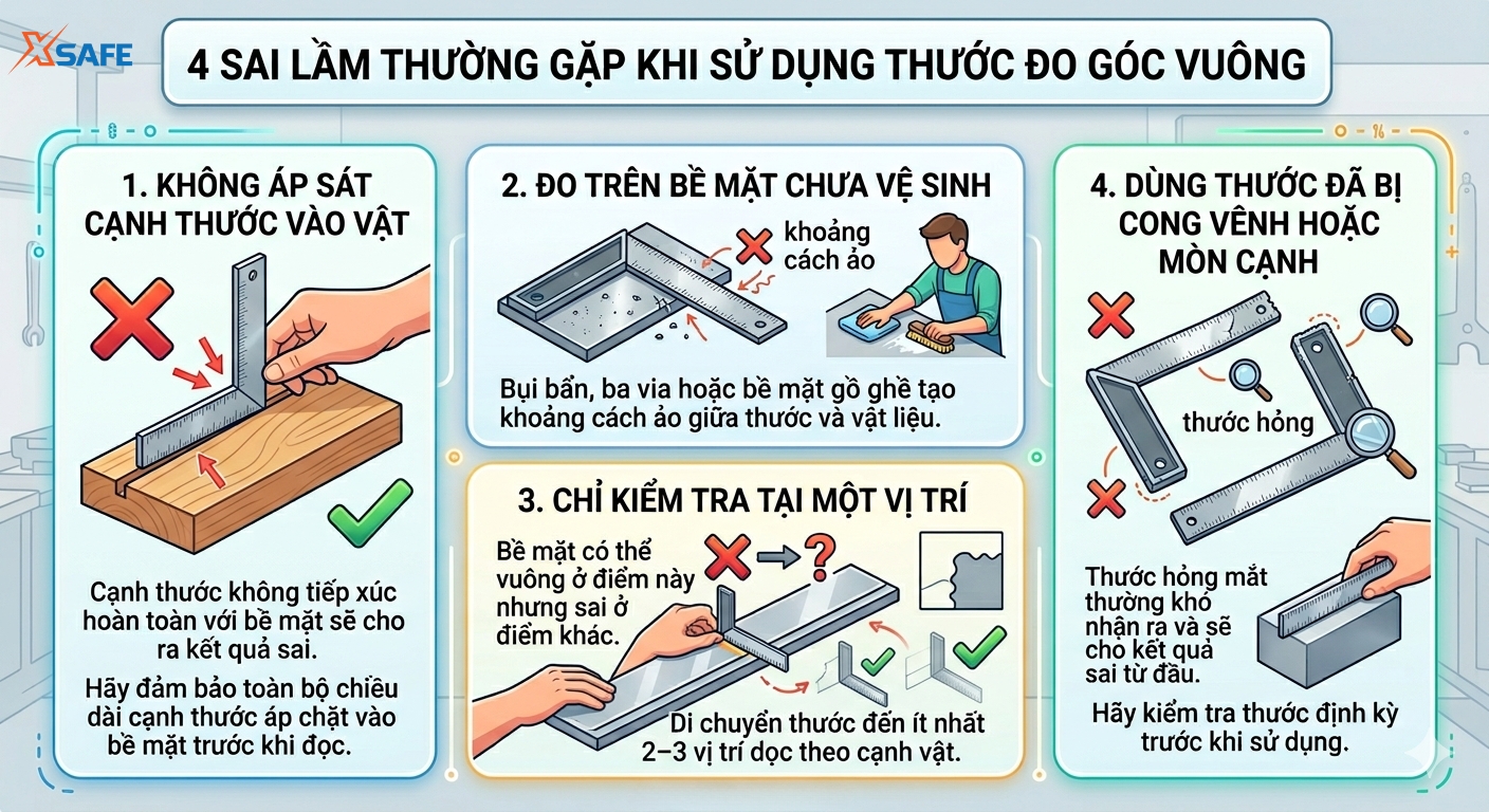 4 sai lầm thường gặp khi sử dụng thước đo góc vuông