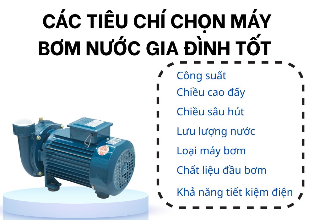 tiêu chí chọn máy bơm nước gia đình tốt