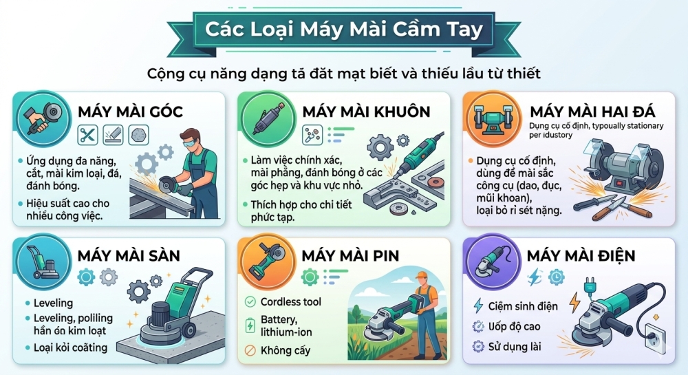 Bảng Phân Loại Các Loại Máy Mài Cầm Tay