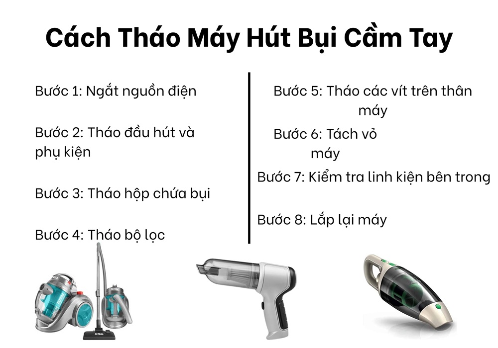 cách tháo máy hút bụi cầm tay