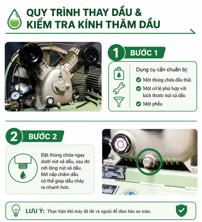 Cách Bảo Dưỡng Máy Nén Khí Có Dầu Bền Lâu
