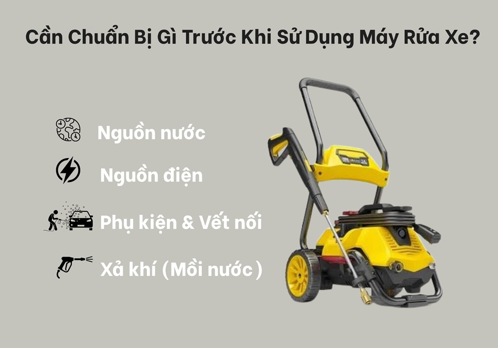 Cần chuẩn bị gì trước khi sử dụng máy rửa xe