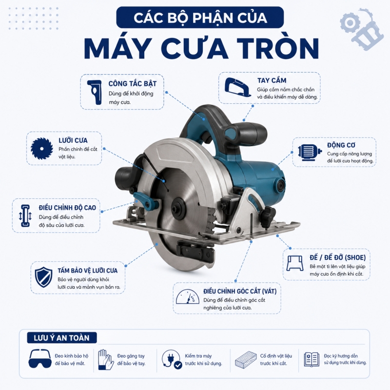 Cấu tạo máy cưa đĩa