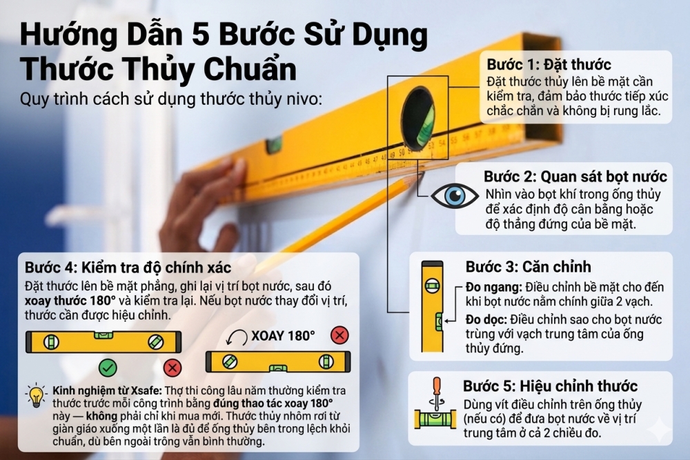 Hướng Dẫn 5 Bước Sử Dụng Thước Thủy Chuẩn