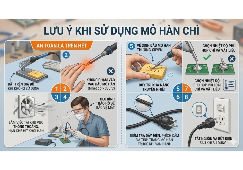 lưu ý sử dụng mỏ hàn chì