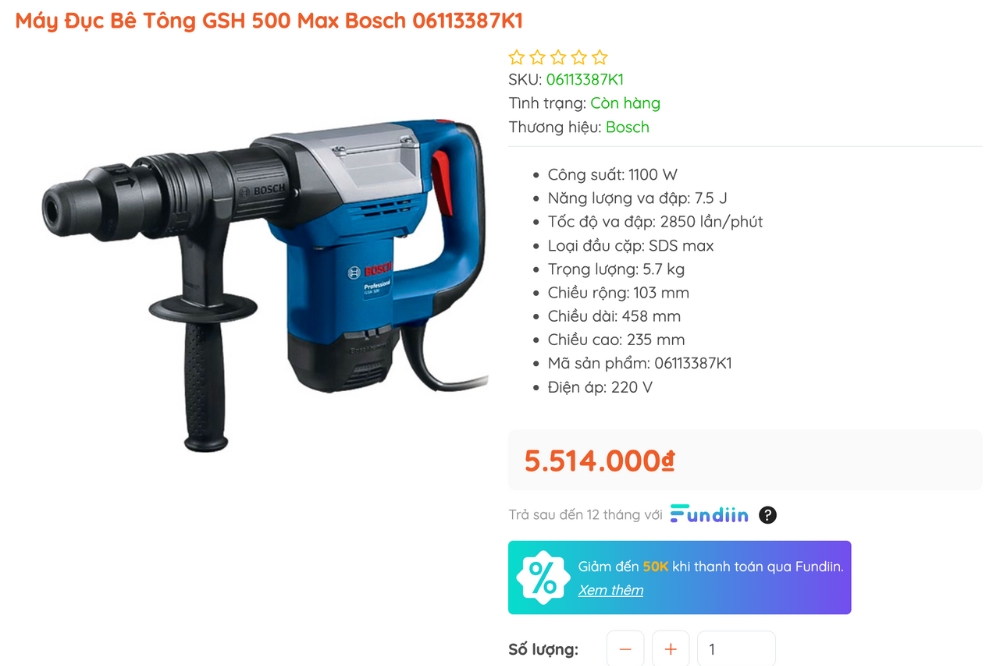 Máy đục bê tông Bosch GSH 500