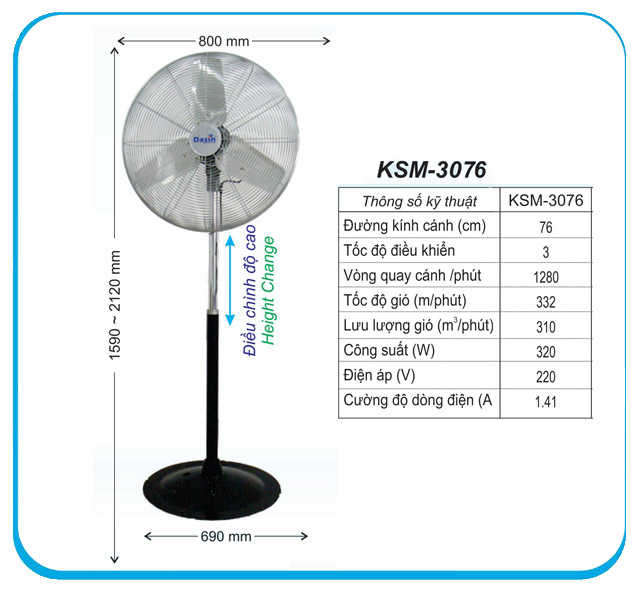 QUẠT ĐỨNG DASIN KSM - 3076