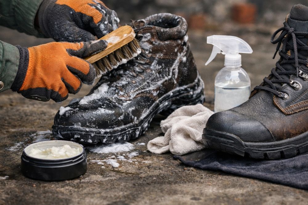 Làm sạch giày bảo hộ thường xuyên 