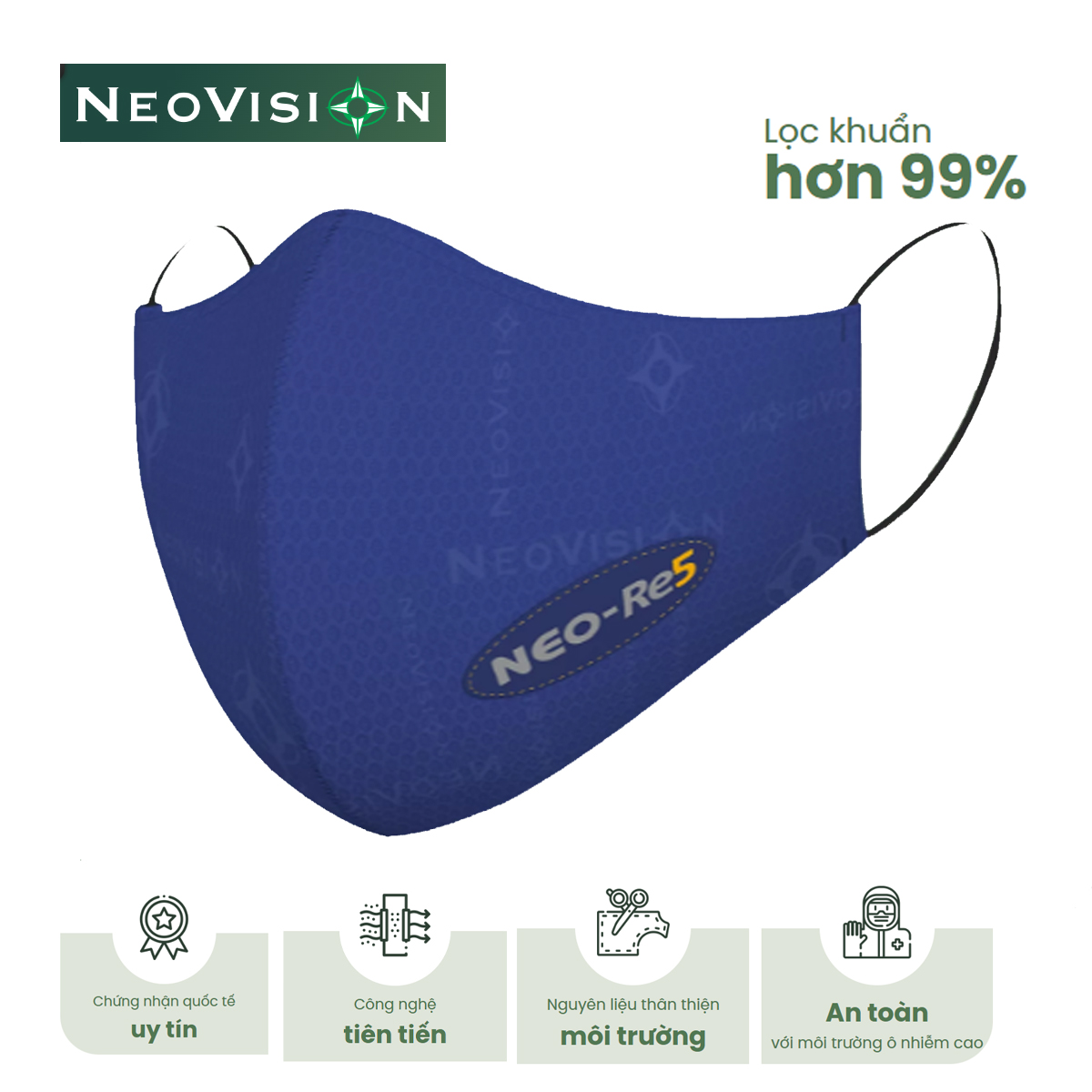 Neomask Khẩu Trang Than Hoạt Tính NeoMask Neo-Re5 (Qua Tai)