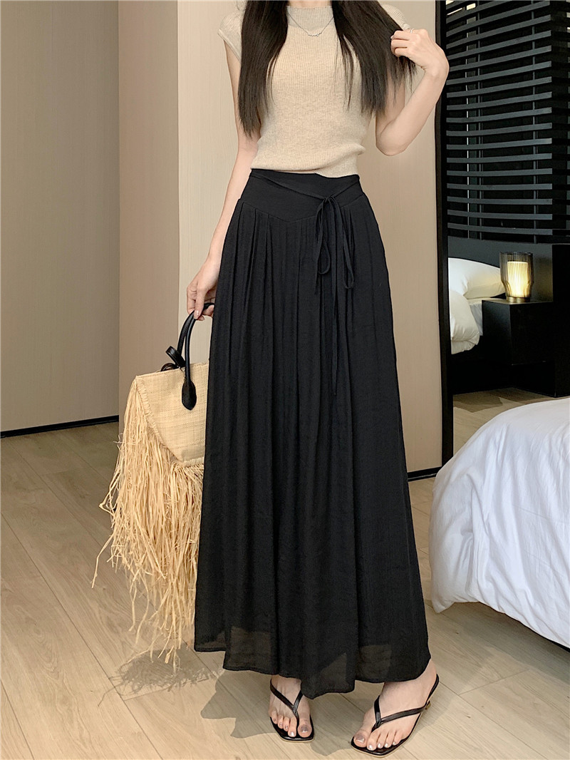 Mua Quần dài giả váy nữ ống rộng dáng suông quần dài nữ chất liệu đũi cao  cấp thoáng mát phù hợp đi dạo phố - Màu đen - M tại Eva