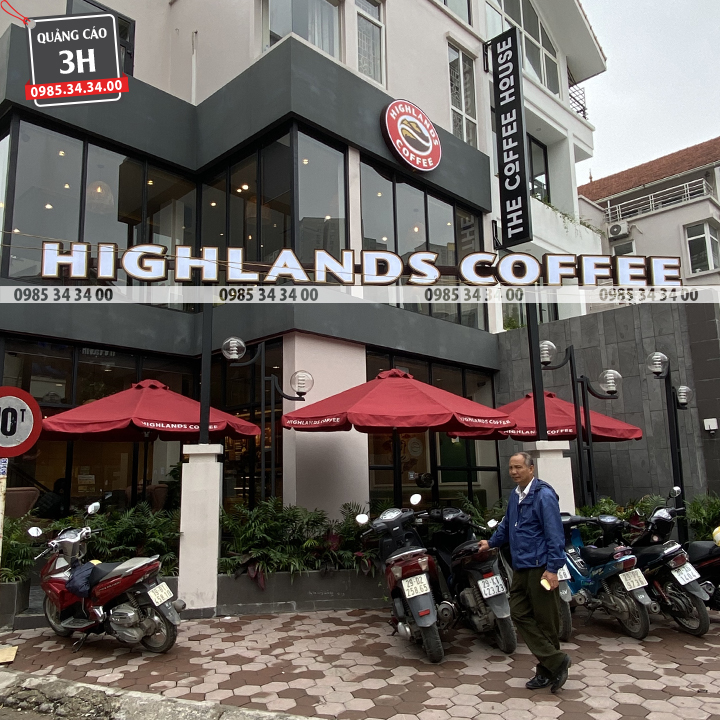 Biển Hiệu Highlands Coffee Chữ Nổi Mica Viền Alu Led Hắt Sáng Mặt ...