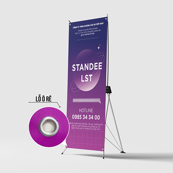 standee x đục lỗ ô rê 4 góc