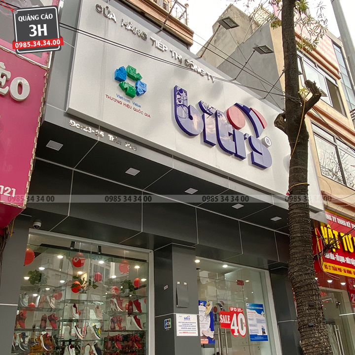 thi công biển quảng cáo giày bitis quảng cáo 3h