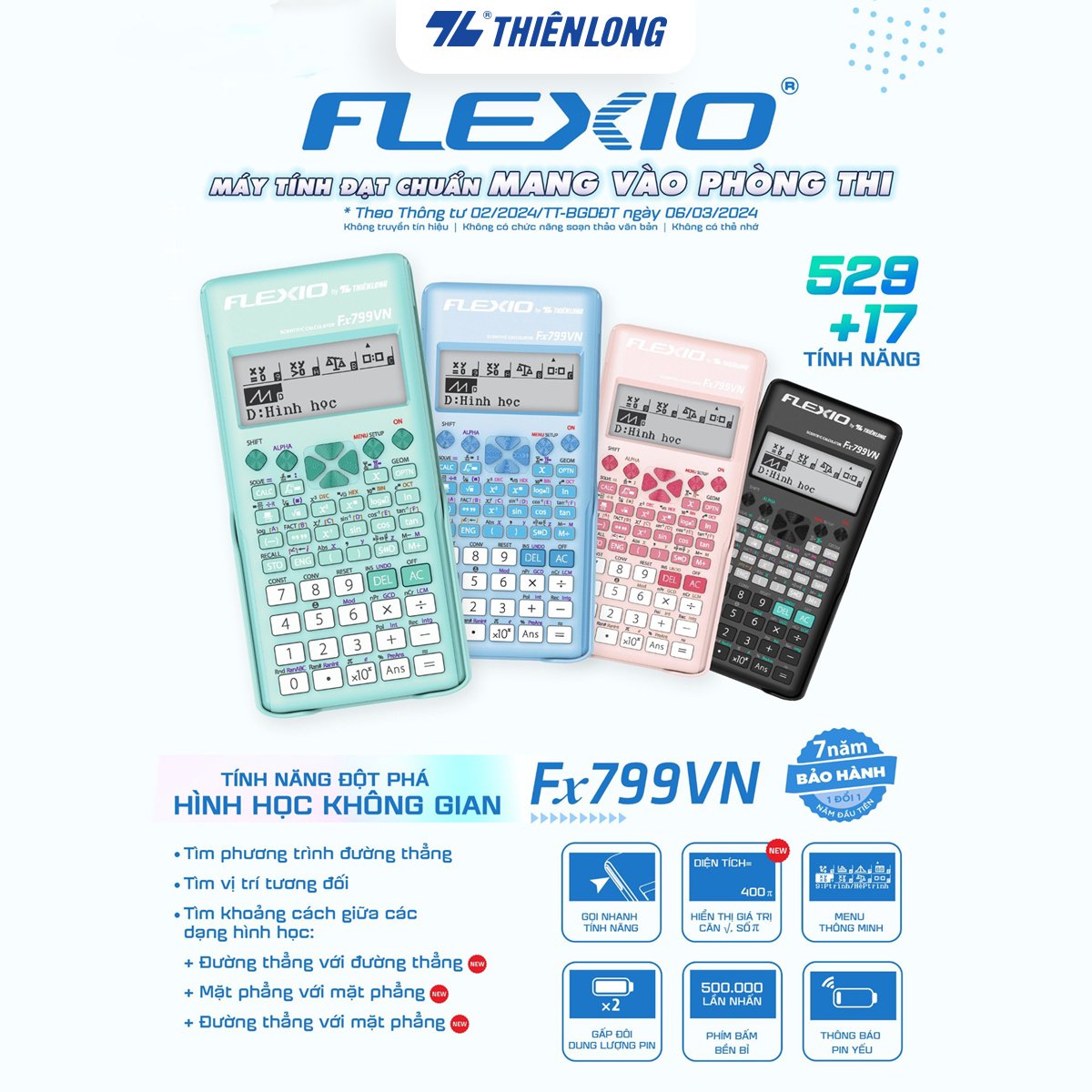 Máy tính khoa học Thiên Long Flexio Fx799VN