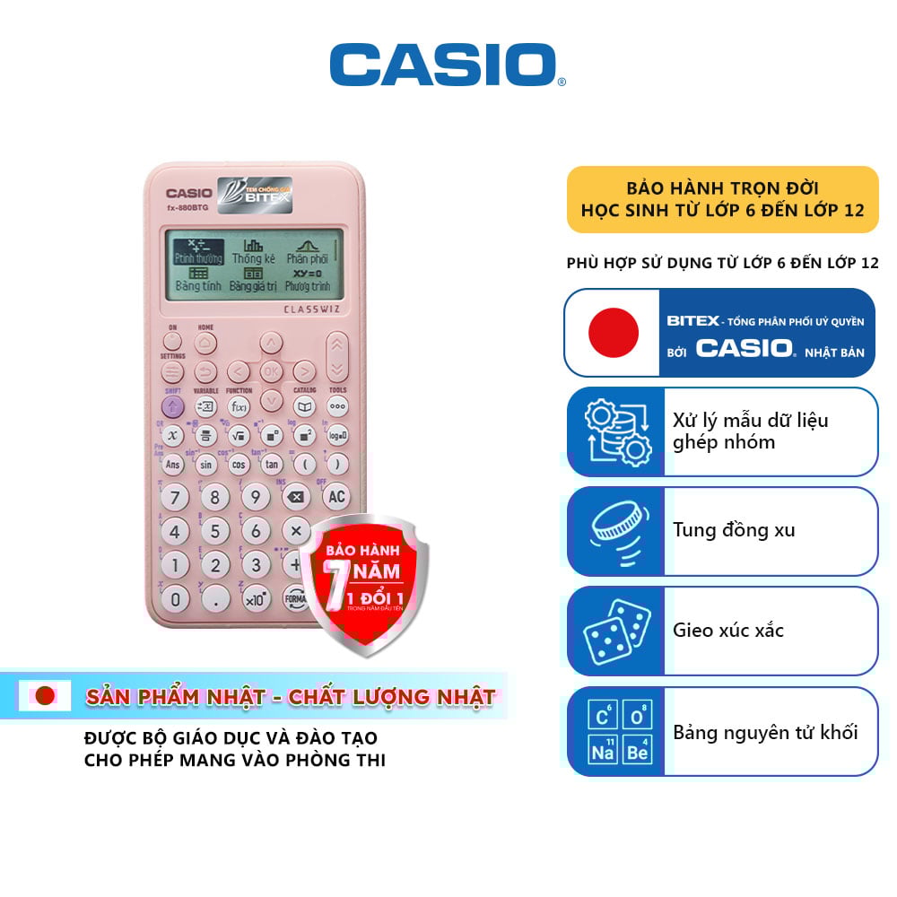 Máy Tính CASIO FX-880BTG - Màu Hồng