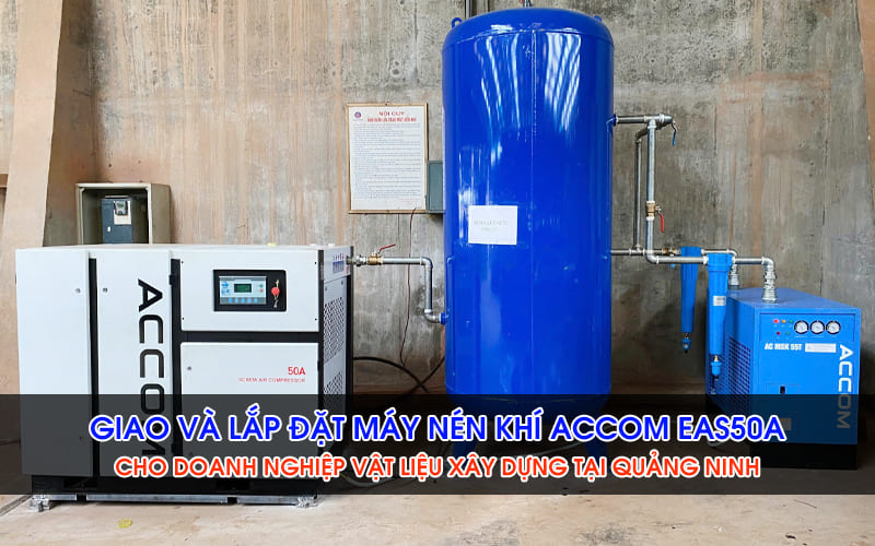 Giao Và Lắp Đặt Hệ Thống Máy Nén Khí EAS50A 37Kw Cho Doanh Nghiệp Vật Liệu Xây Dựng Tại Quảng Ninh