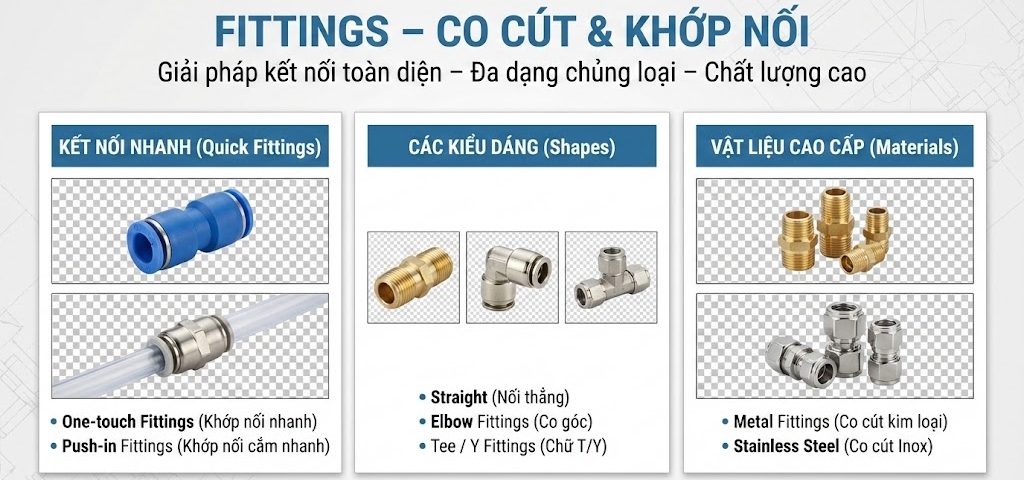 Co cút và khớp nối khí nén