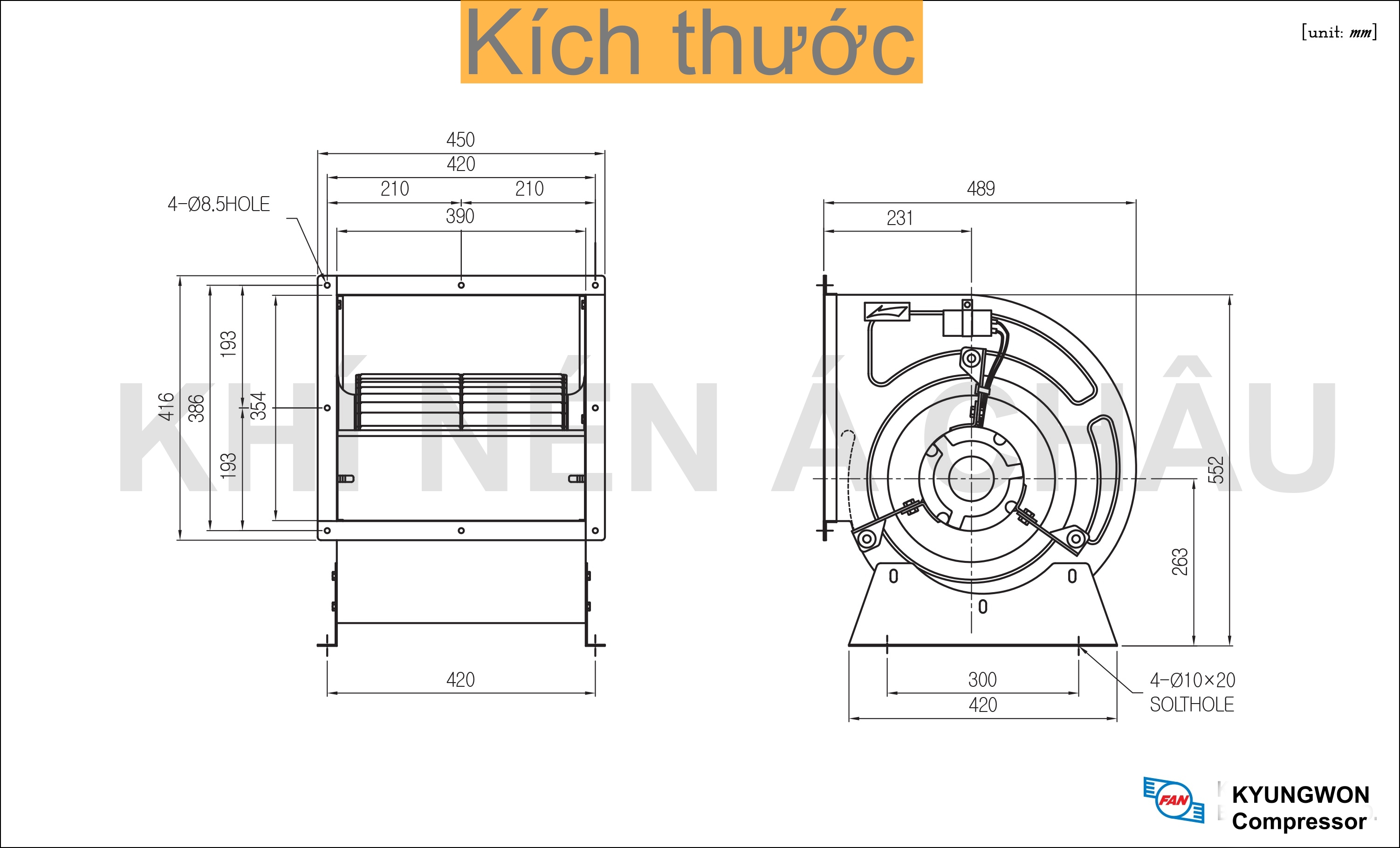 data sheet fan 133D Kyungjin two inlets