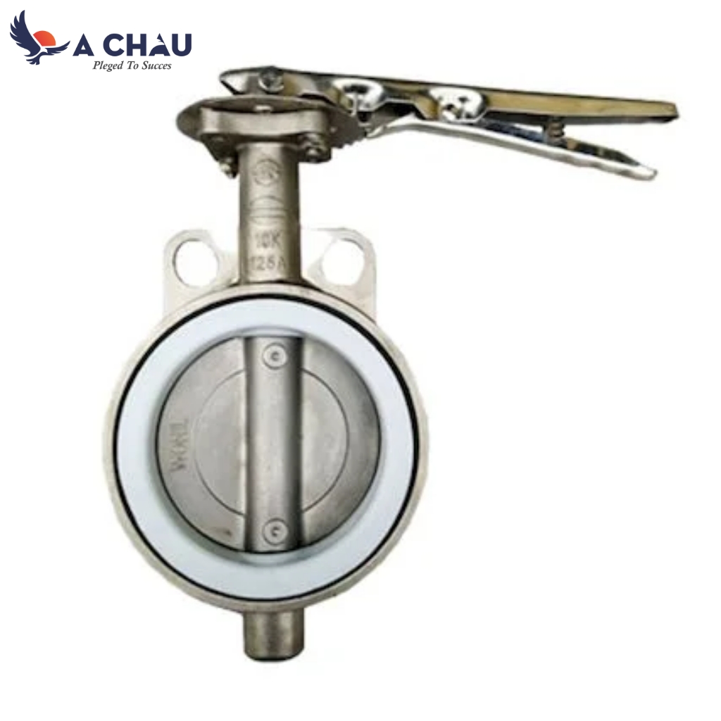 Van bướm inox 304 tay gạt kiểu wafer lót gioăng Teflon Wonil