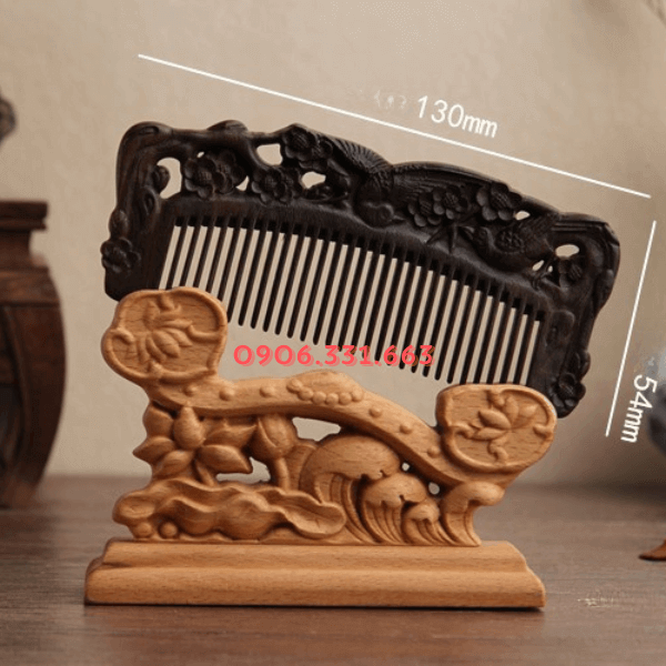 Lược gỗ đàn hương chạm khắc 3D