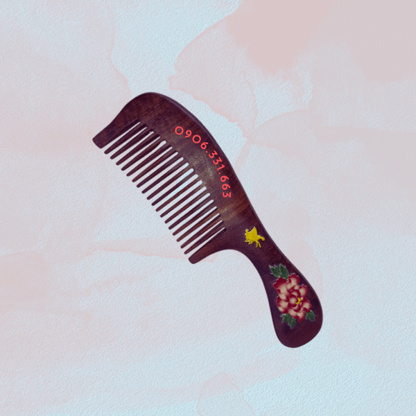 Lược gỗ đàn hương hoa mẫu đơn