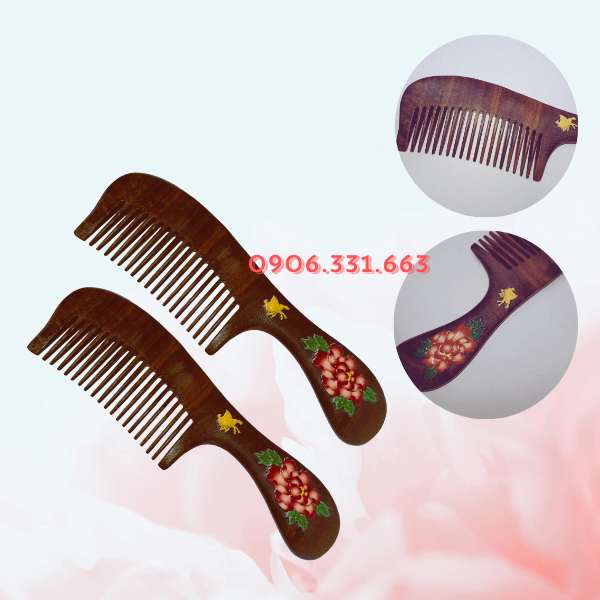 Lược gỗ đàn hương hoa mẫu đơn