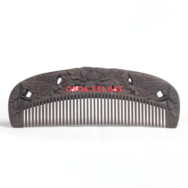 Lược gỗ đàn hương khắc hoa mẫu đơn