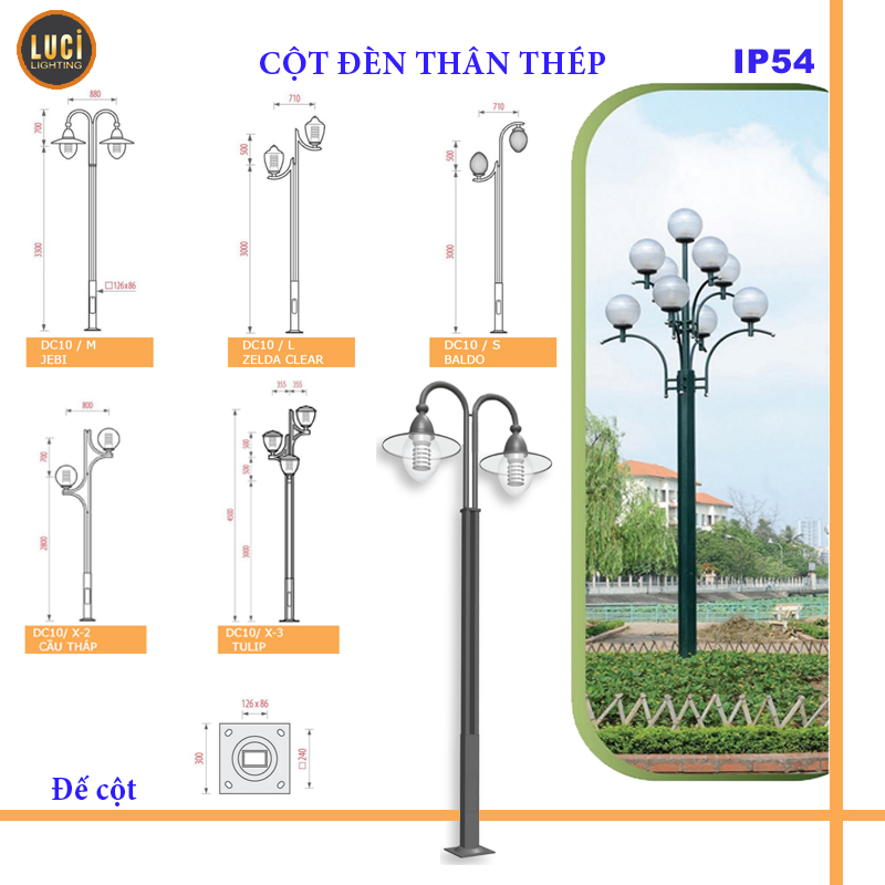 Cột đèn thân thép DC10