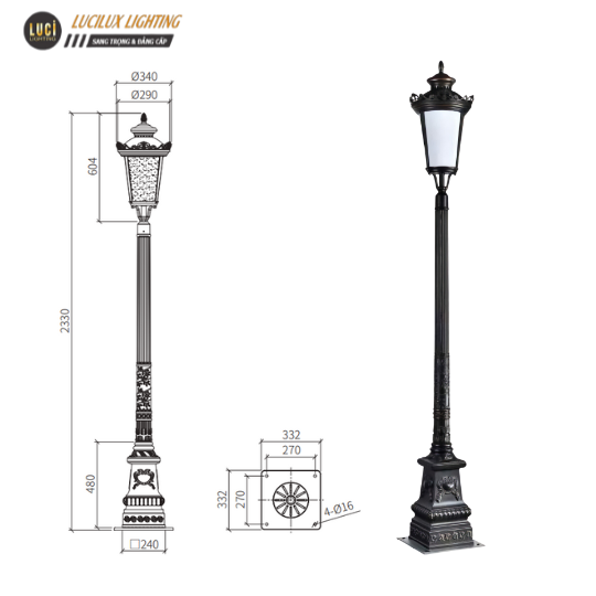 Cột đèn chiếu sáng LC- DHB-1008