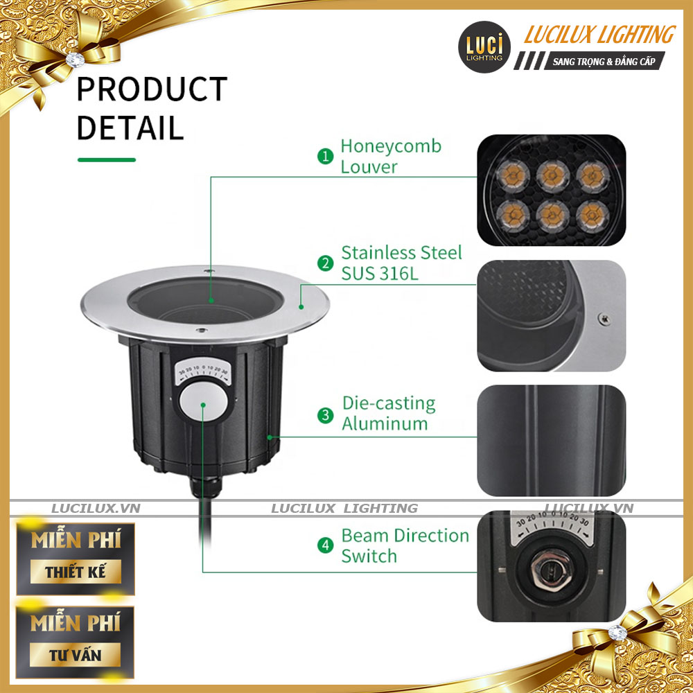 Đèn âm sàn chỉnh góc LC-UGL1515