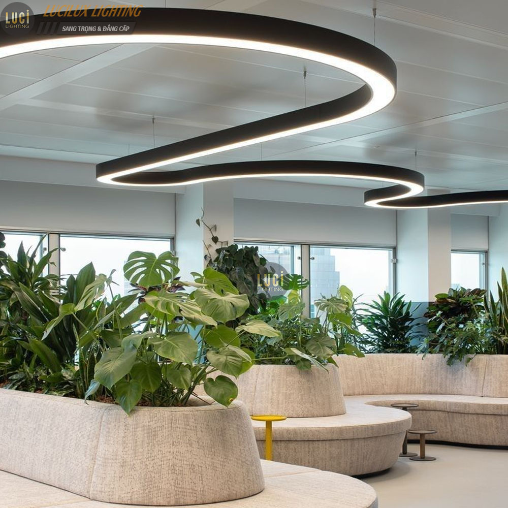 Đèn thả văn phòng uốn cong