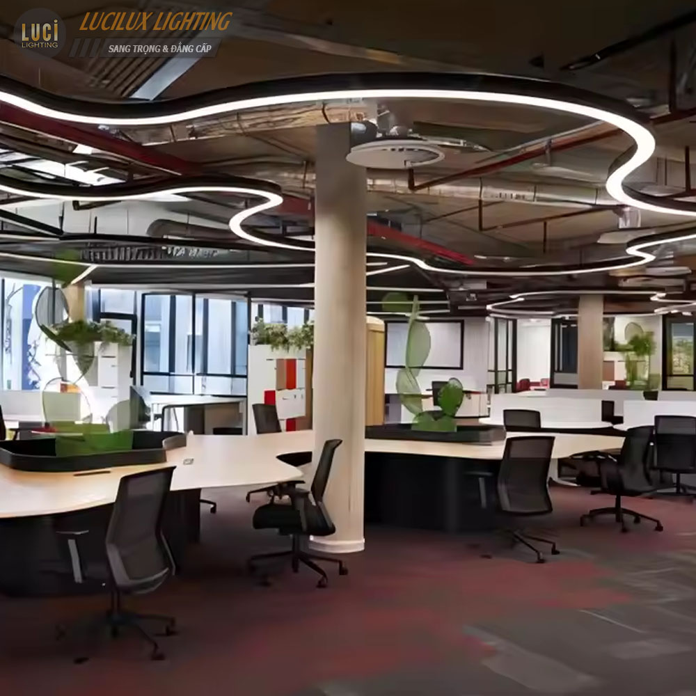 Đèn thả văn phòng uốn cong