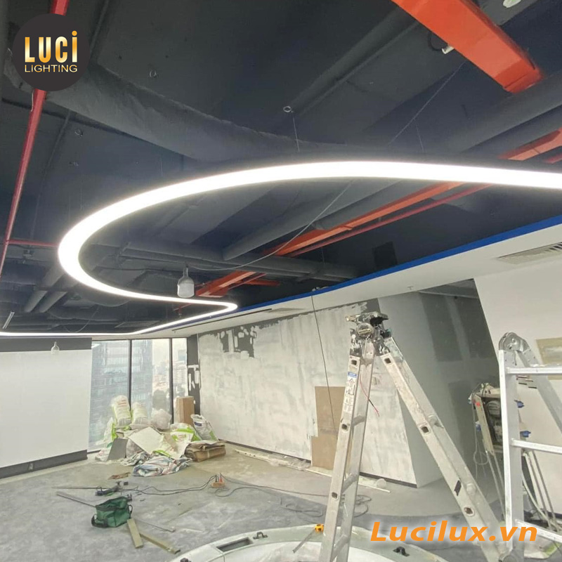 Đèn thả văn phòng uốn cong