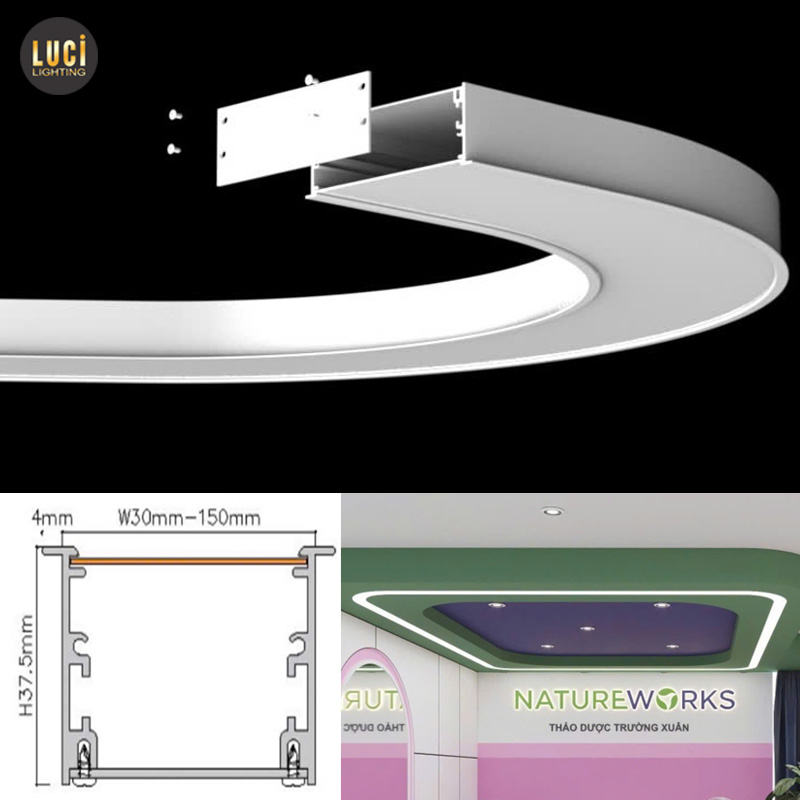 Nhôm âm profile uốn cong