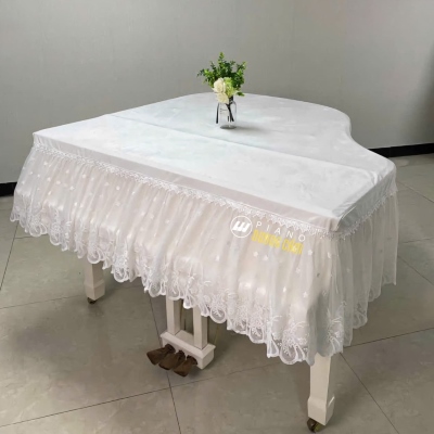 Khăn phủ đàn Grand piano hai lớp trắng