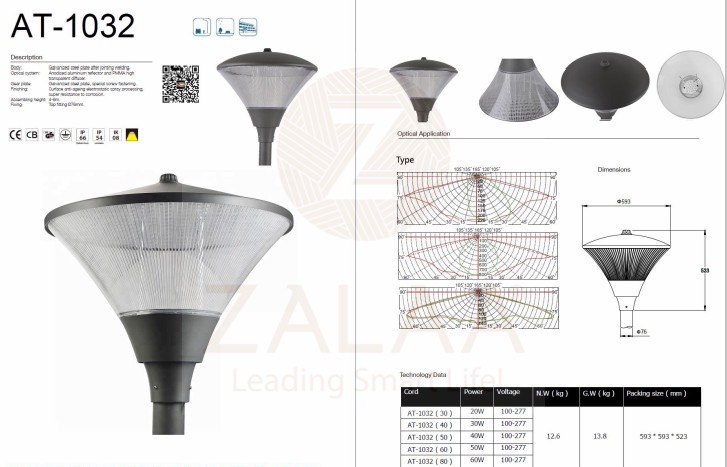Đèn Chiếu Sáng Công Viên, khu nghỉ dưỡng, khách sạn 40W, 50W, 60W mã ZAT-1042