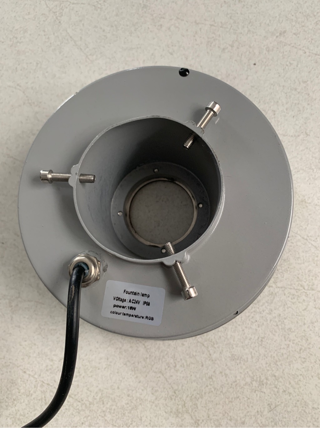 Đèn Âm Nước Cho Vòi Phun, Đổi Màu Công Suất 18w KT D180*H85-D45mm 24v RGB