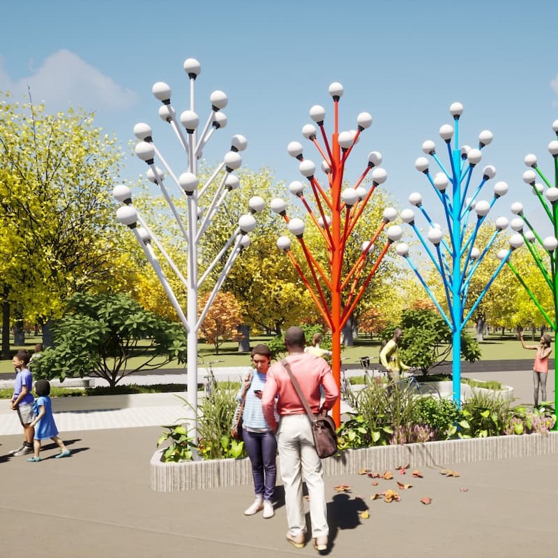 Cột Đèn Trang Trí Cảnh Quan Khuôn Viên Trung Tâm Ngoài Trời ZCV-H5000-21x7W - Dạng Cây 21 tay đèn cao từ 5m mới nhất