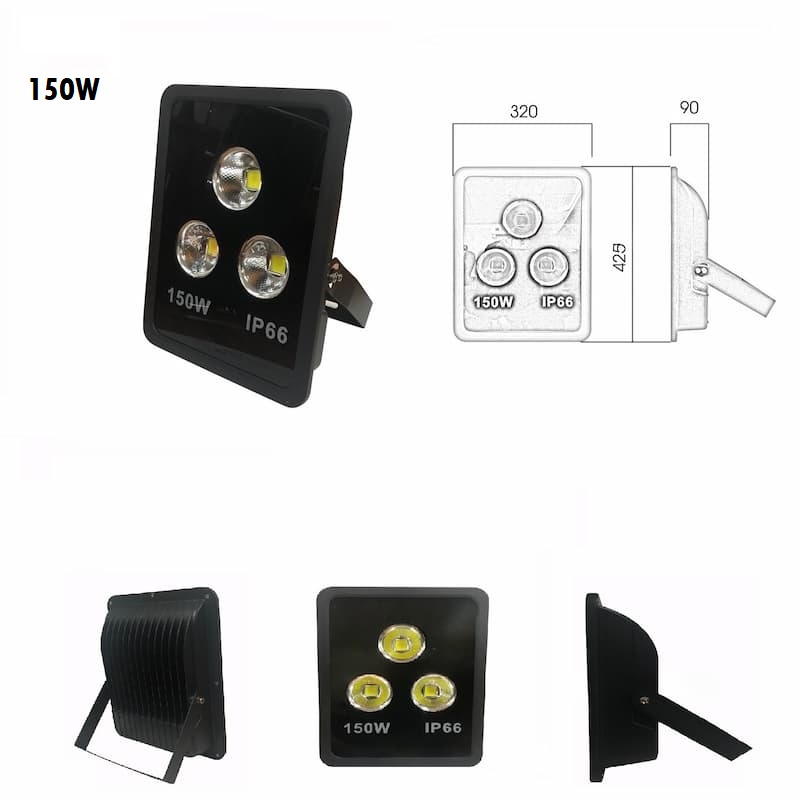 Đèn Pha LED Chiếu Sâu - Pha Cốc Vỏ Vuông IP66 Chiếu Sáng Ngoài Trời từ 100W đến 500W