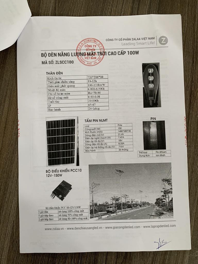 Đèn năng lượng mặt trời 100w - Dự án