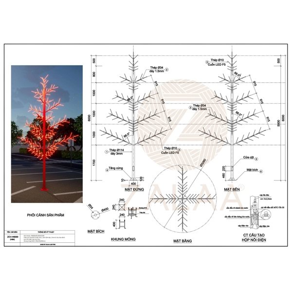 Trụ Cột Đèn LED Kiểu Dáng Cây Thông ZALAA Trang Trí & Chiếu Sáng Cảnh Quan Khuông Viên Trường Học