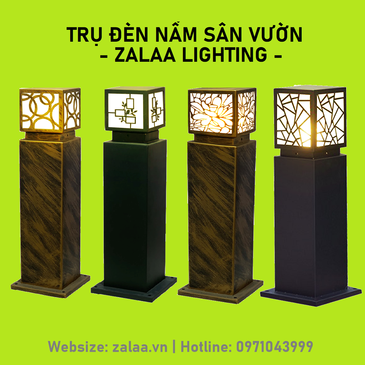 ✅ Trụ Đèn LED | Nấm Sân Vườn ZSV Kiểu dàng vuông cao từ 30cm đến 1m