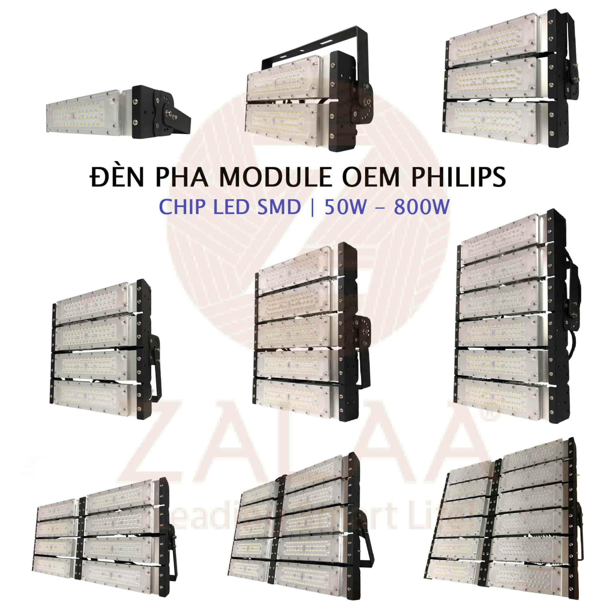Đèn Pha Module SMD OEM Philips chiếu sáng ngoài trời từ 50W đến 1000W