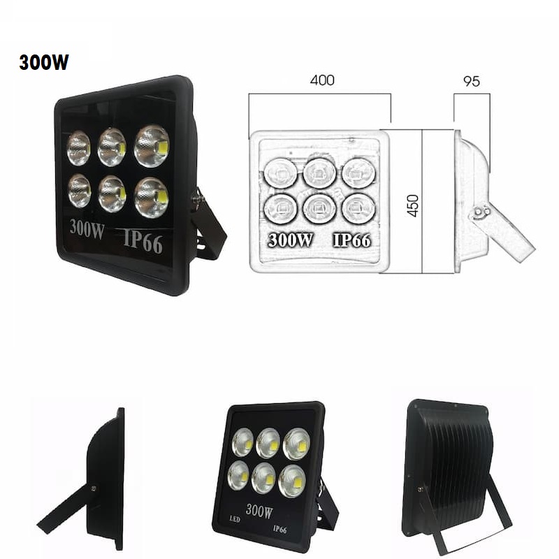 Đèn Pha LED Chiếu Sâu - Pha Cốc Vỏ Vuông IP66 Chiếu Sáng Ngoài Trời từ 100W đến 500W