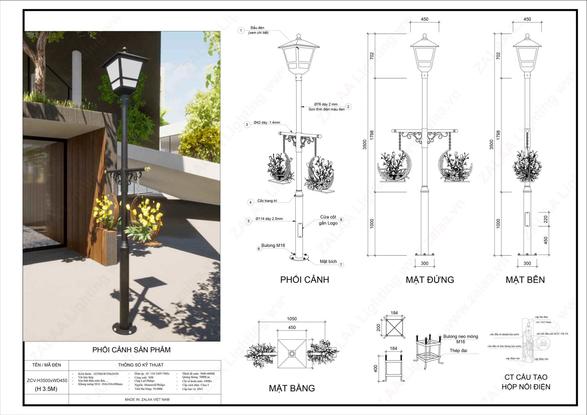 ✓Cột Đèn Trang Trí Cảnh Quan Sân Vườn Công Viên ZALAA cao từ 3m5, 4m,  4m5... làm theo thiết kế của chủ đầu tư | ZALAA Lighting - Leading Smart  Life