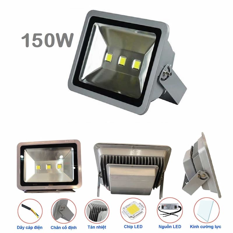 Đèn Pha LED Rọi Chiếu Rộng Vỏ Xám từ 20W đến 400W