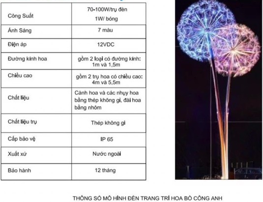 Trụ Cột Đèn Inox Cao 4M Sử dụng Treo Bông Hoa Bồ Công Anh Dandelion Ngoài Trời